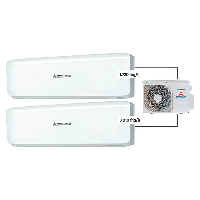 Mitsubishi Aire acondicionado Inverter 2x1 SRK-ZS - 11.942 BTU/h, 13.648 BTU/h, Espacios hasta 20 m² y 25 m²