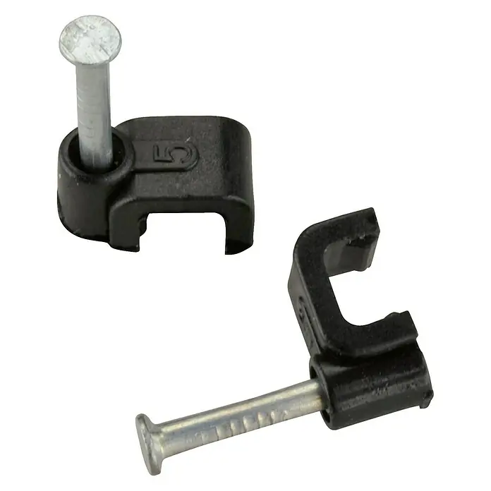 BAUHAUS Grapa para cable - 5 mm, Longitud del clavo: 15 mm, 25 ud., Negro