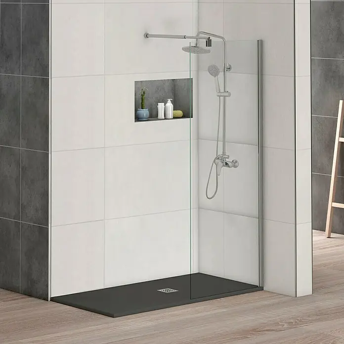 Mampara de ducha fija Walk-In Nice - An x Al: 70 x 195 cm, 6 mm, Cromo