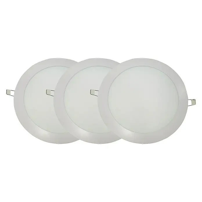 Set de focos LED empotrables redondos - 18 W, Ø x Al: 22 x 1 cm, Blanco, 3 ud., Blanco neutro