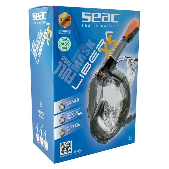 Seac Sub Máscara de Snorkel Libera - XS/S, Policarbonato, Negro/Naranja