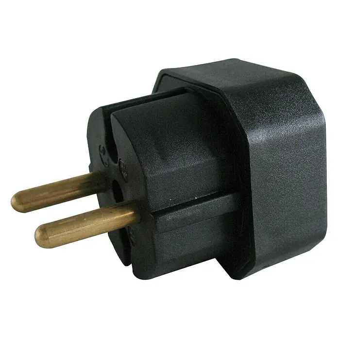 UniTEC Euro-adapter - Zwart, Aantal stopcontacten met randaarde: 2 st., 2 x 2,5 A, 1.250 W - Zijaanzicht rechts
