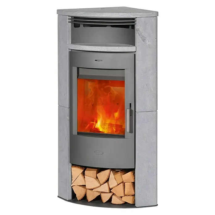 Fireplace Kaminofen Malta - 6 kW, Raumheizvermögen: 108 m³, Verkleidung: Speckstein, Gussgrau