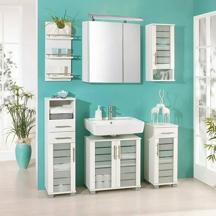 Schildmeyer Niko LED-Spiegelschrank - B x H: 60 x 75 cm, Mit Beleuchtung, Spanplatte, Weiß