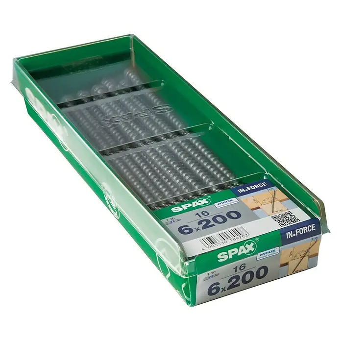 Spax Holzschraube IN.FORCE - Ø x L: 6 x 200 mm, WIROX Oberfläche, T-Star plus, 16 Stk.