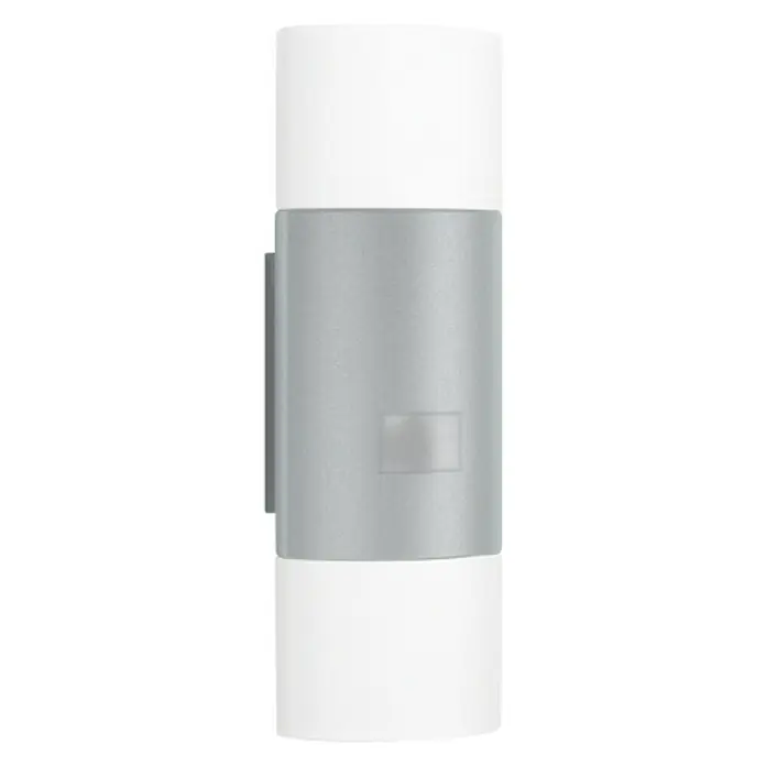 Steinel LED-Sensor-Außenwandleuchte L910 - 9,8 W, L x B x H: 8 x 8,5 x 23,5 cm, Silber, Weiß, Warmweiß - Vorderansicht