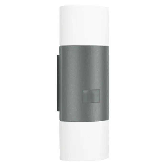 Steinel LED-Sensor-Außenwandleuchte L910 - 9,8 W, L x B x H: 8 x 8,5 x 23,5 cm, Anthrazit, Weiß, Warmweiß - Diagonale Ansicht