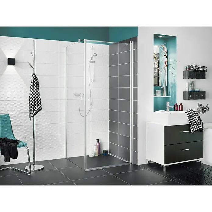 Camargue Vario Tuš stijena S6 - 80 x 195 cm, Premazano, Debljina: 6 mm, Srebrne boje - Živopisni prikaz