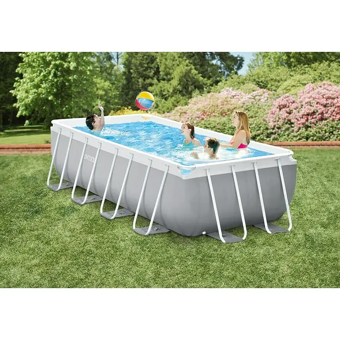 Intex Piscina Frame Prism Quadra - L x An x Al: 400 x 200 x 100 cm, 6,84 m³, Gris, Blanco