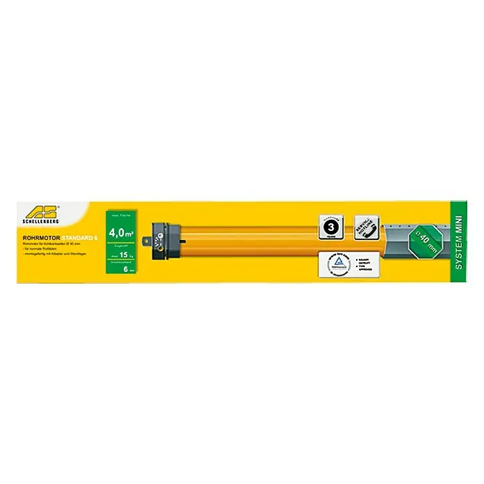 Schellenberg Rohrmotor Mini Standard 6 - Max. Rollladenfläche: 4 m² bei Kunststoffrollläden, Einbaulänge: 500 mm, Zugkraft: 15 kg
