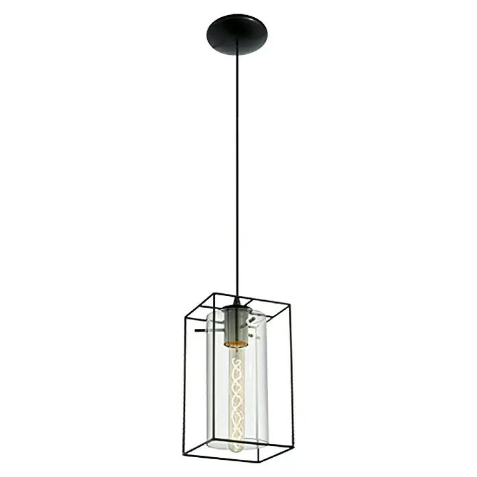 Eglo Lámpara colgante Loncino 1 - 60 W, L x An x Al: 15 x 15 x 11 cm, Negro, E27 - Vista frontal