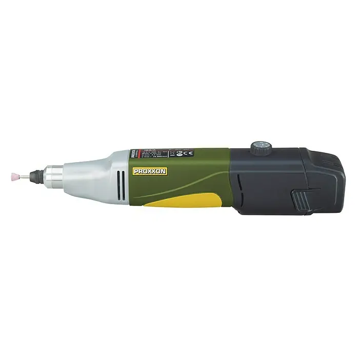 Proxxon Micromot Akku-Industrie-Bohrschleifer IBS/A - 10,8 V, Li-Ionen, 2,6 Ah, 1 Akku, Leerlaufdrehzahl: 7.000 U/min - 23.000 U/min - Linke Seitenansicht