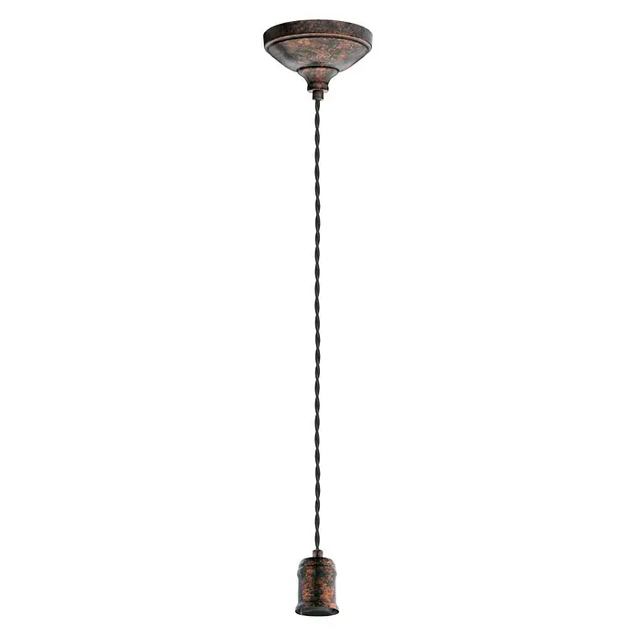 Eglo Lámpara colgante redonda Yorth - 60 W, Ø x Al: 10 mm x 200 cm, Cobre/negro, E27 - Vista frontal