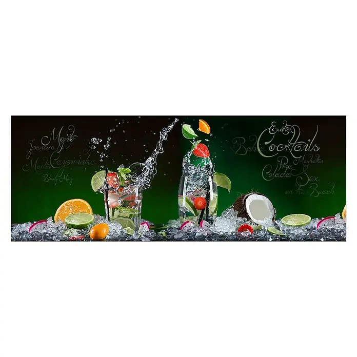 Glasbild - Exotic Cocktails, B x H: 125 x 50 cm - Vorderansicht