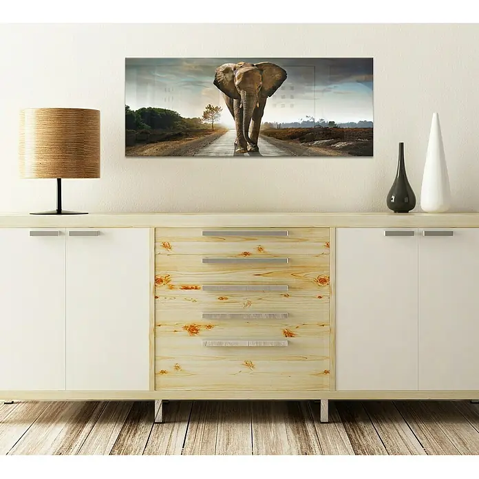 Glasbild - Elephant, B x H: 125 x 50 cm - Stimmungsaufnahme