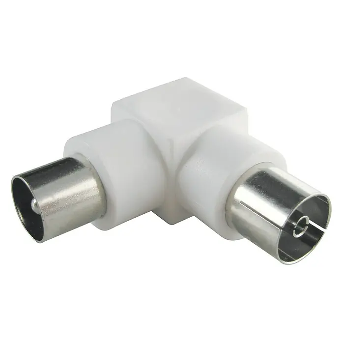 Schwaiger Winkeladapter - IEC-Stecker, IEC-Buchse, Weiß - Vorderansicht