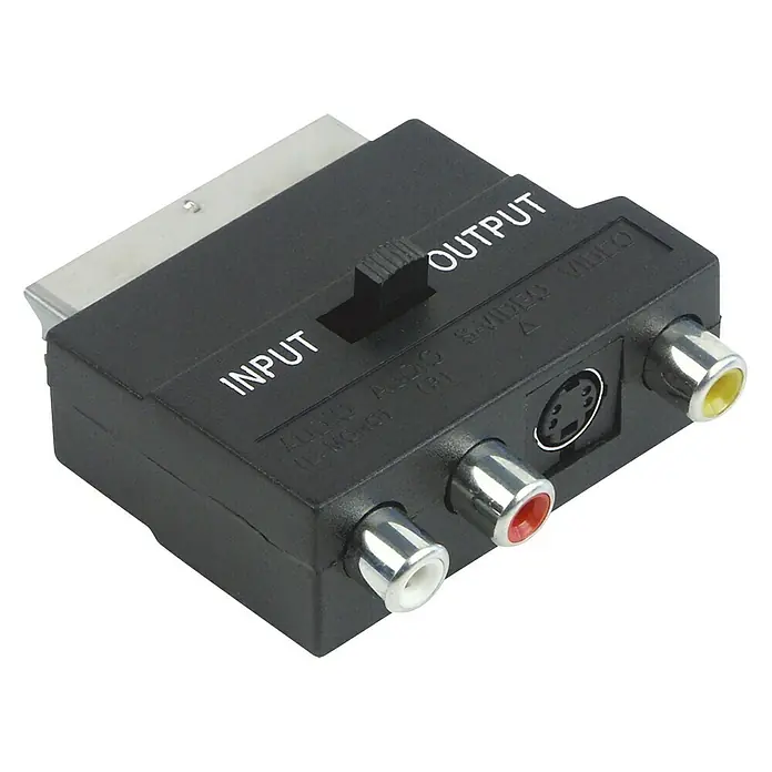 Schwaiger Video-AV-Adapter IN OUT - Scart-Stecker, Schwarz - Rückansicht
