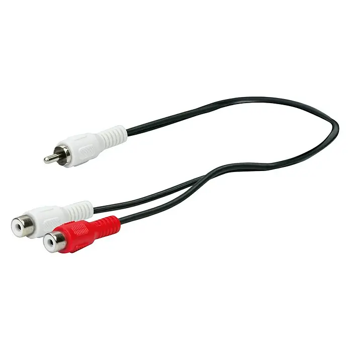 Schwaiger Adapterkabel - 2 x Cinch-Buchse, 1 x Cinch-Stecker, 20 cm - Vorderansicht