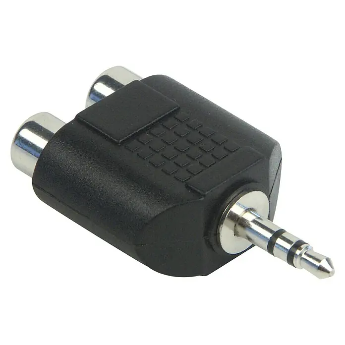 Schwaiger Audio-Adapter - 2 x Cinch-Kupplung, 1 x Klinkenstecker 3,5 mm - Vorderansicht