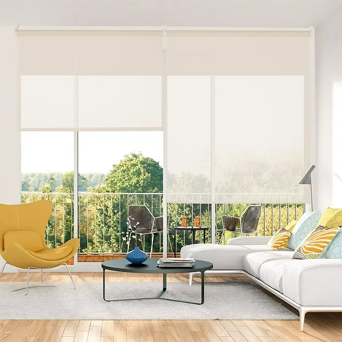 Viewtex Estor enrollable Screen 10% - An x Al: 135 x 250 cm, Beige/Blanco - Foto ambiente