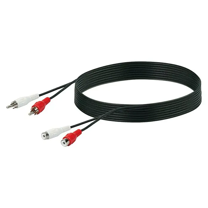 Schwaiger Audio-Verlängerungskabel - 2 x Cinch-Kupplung, 2 x Cinch-Stecker, 5 m - Vorderansicht