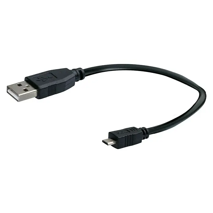 Schwaiger USB-Kabel - 0,15 m, Schwarz, USB A-Stecker, USB Micro-B-Stecker - Vorderansicht