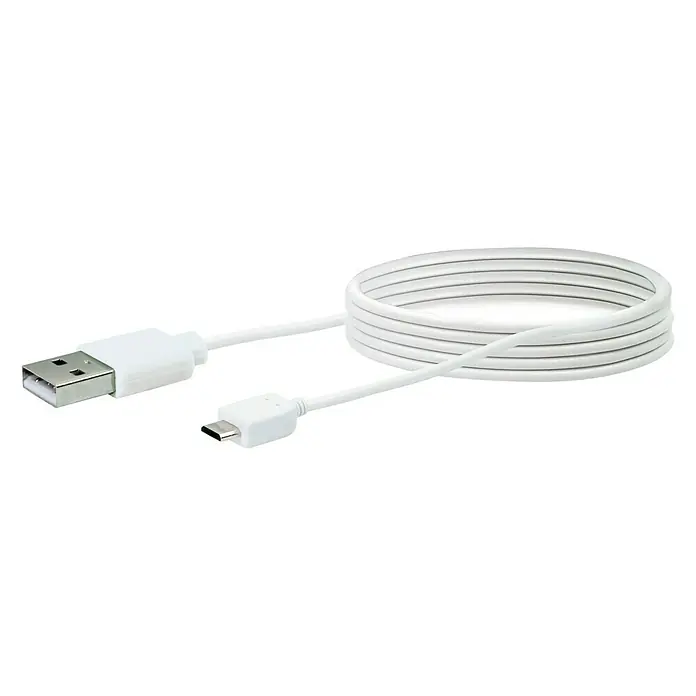 Schwaiger USB-Kabel - 2 m, Weiß, USB A-Stecker, USB Micro-B-Stecker - Vorderansicht