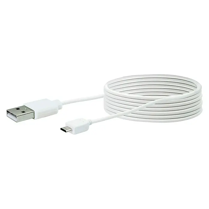 Schwaiger USB-Kabel - 3 m, Weiß, USB A-Stecker, USB Micro-B-Stecker - Vorderansicht