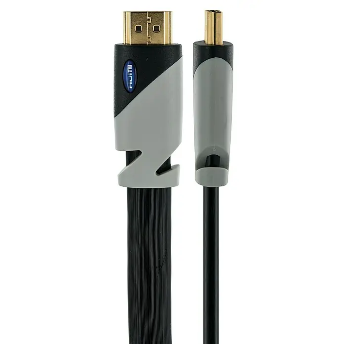 Schwaiger HDMI-Kabel - Flach, 1,5 m, Vergoldete Kontakte, 18 Gbit/s - Vorderansicht
