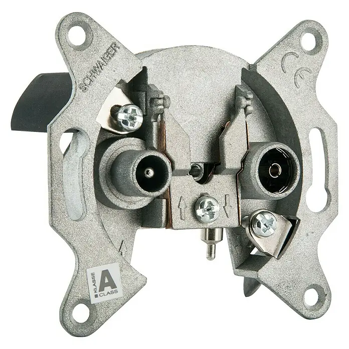 Schwaiger Antennendosen-Einsatz - 2-fach, IEC-Stecker, IEC-Buchse - Vorderansicht