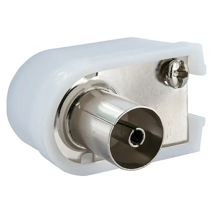 Schwaiger Koax-Winkelbuchse - Kunststoff, IEC-Winkelbuchse 90°, 1 Stk. - Vorderansicht