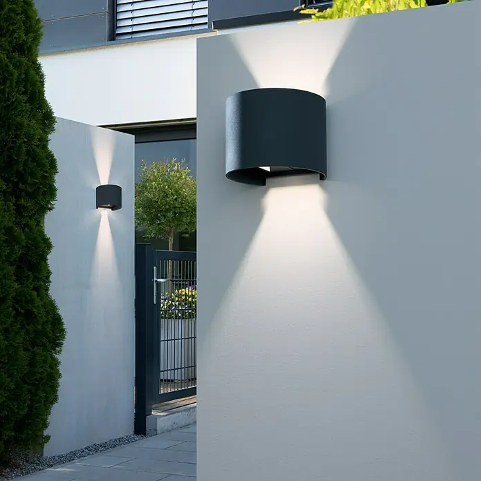 Starlux LED-Außenwandleuchte Umea - 8 W, 11,6 x 13,6 x 10 cm, Anthrazit, IP54 - Stimmungsaufnahme