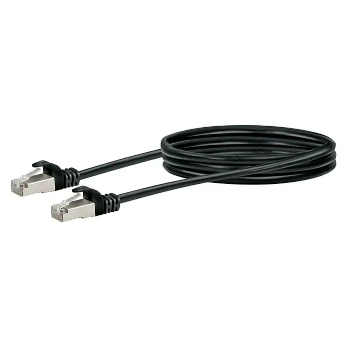 Schwaiger Netzwerk-Kabel CAT6 - 0,5 m, Schwarz, RJ45-Stecker, Bis zu 1 Gbit - Vorderansicht