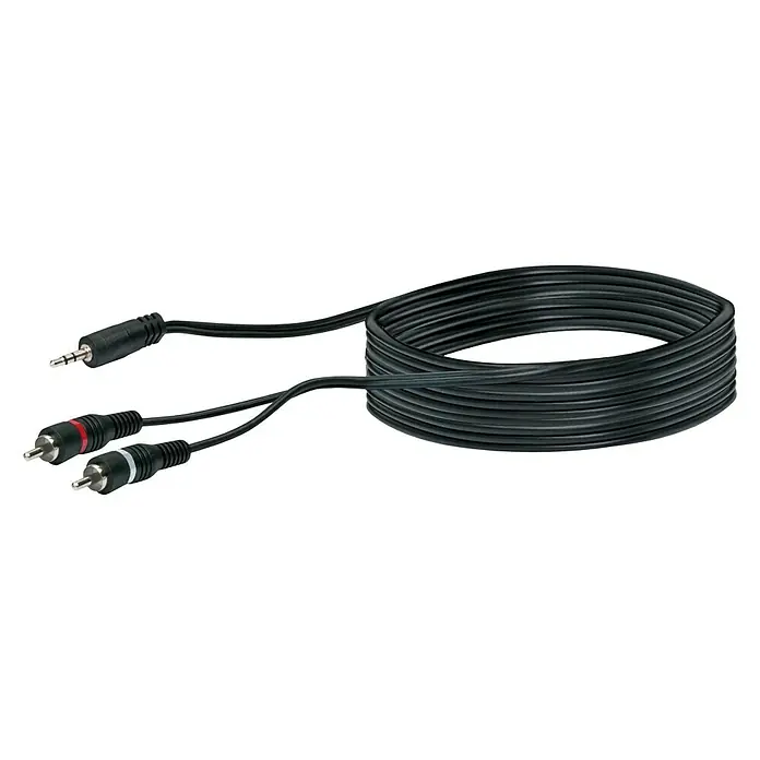 Schwaiger Audio-Kabel - 2 x Cinch-Stecker, 1 x Klinkenstecker 3,5 mm, 5 m - Vorderansicht