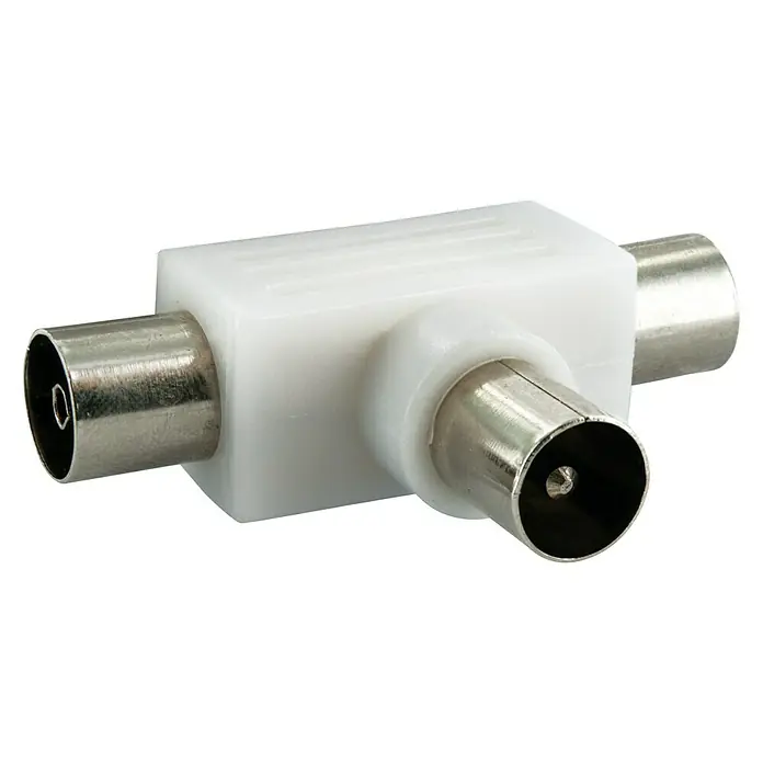 Schwaiger Aufsteckverteiler - 2-fach, 2 x Koax-Buchse, 1 x Koax-Stecker, 5 - 1.000 MHz, Geschirmt - Vorderansicht