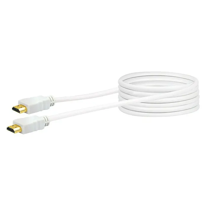 Schwaiger HDMI-Kabel - 3 m, Weiß, 18 Gbit/s, Vergoldete Kontakte - Vorderansicht