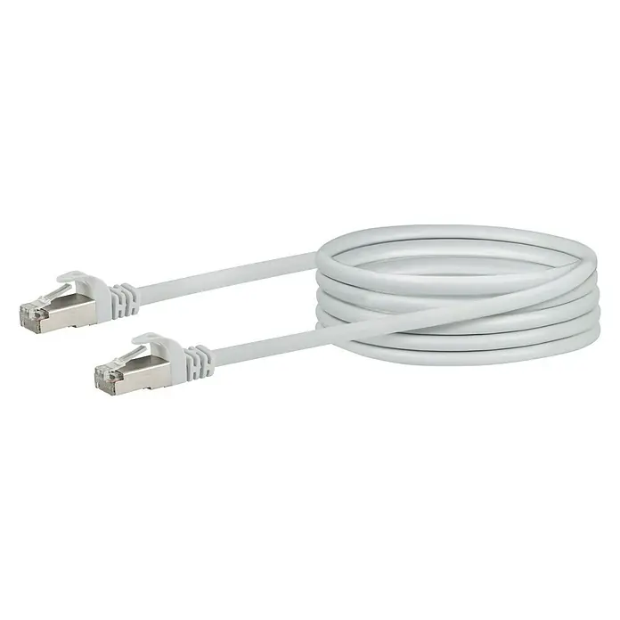 Schwaiger Mrežni kabel - 5 m, Bijele boje, RJ45 utikač, Do 1 Gbit - Pogled sprijeda