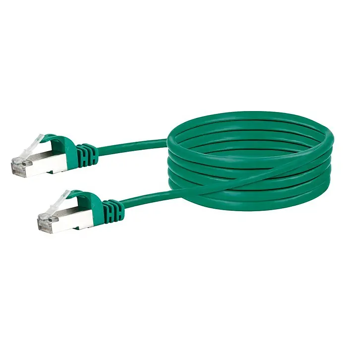 Schwaiger Netzwerk-Kabel CAT6 - 1 m, Grün, RJ45-Stecker, Bis zu 1 Gbit - Vorderansicht