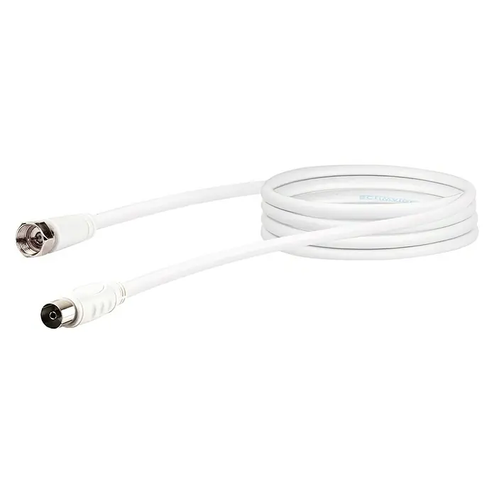 Schwaiger SAT-Anschlusskabel Adapter - 1,5 m, Weiß, 75 dB, F-Stecker, IEC-Buchse - Vorderansicht