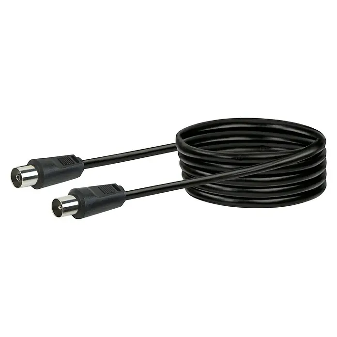 Schwaiger Antennen-Anschlusskabel - 5 m, Schwarz, 75 dB, IEC-Stecker, IEC-Buchse - Vorderansicht