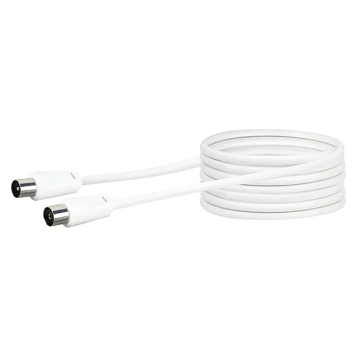 Schwaiger Antennen-Anschlusskabel - 7,5 m, Weiß, 75 dB, IEC-Stecker, IEC-Buchse - Vorderansicht
