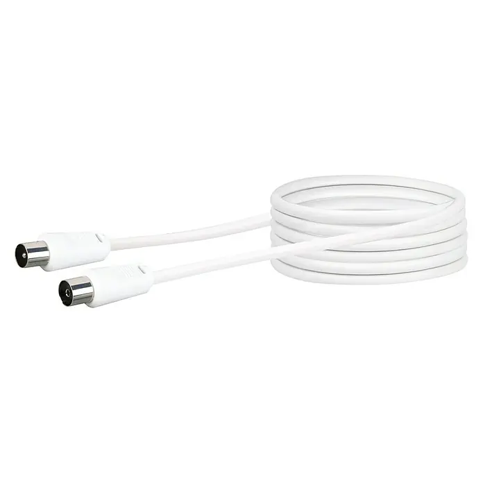Schwaiger Antennen-Anschlusskabel - 5 m, Weiß, 75 dB, IEC-Stecker, IEC-Buchse - Vorderansicht