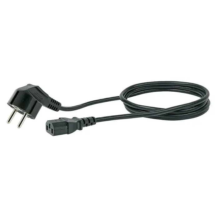 Schwaiger Stromversorgungskabel - 1 x Schukostecker (Typ F), 1,8 m, Schwarz - Vorderansicht