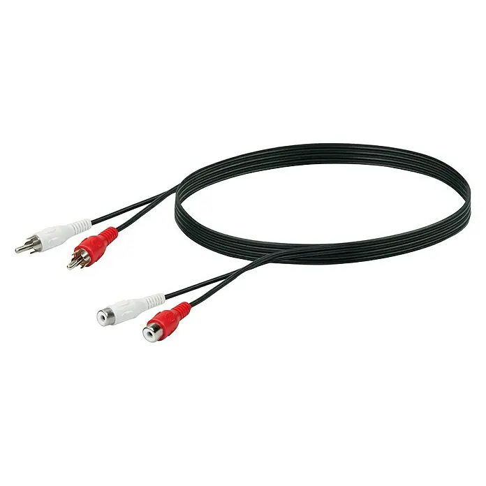 Schwaiger Audio-Verlängerungskabel - 2 x Cinch-Kupplung, 2 x Cinch-Stecker, 1,5 m - Vorderansicht