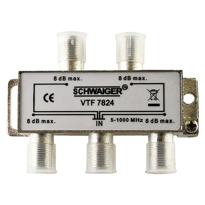 Schwaiger Verteiler - 4-fach, F-Buchse, 5 - 1.000 MHz, 8 dB - Vorderansicht