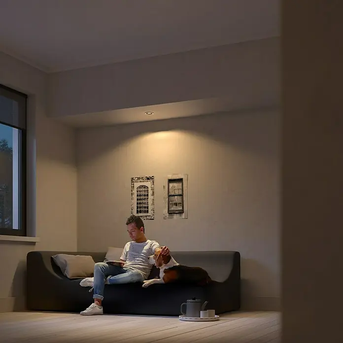Philips Hue LED-Einbauspot Milliskin - 5,5 W, Lichtfarbe: Kaltweiß, Durchmesser: 9 cm, Weiß - Anwendungsbeispiel