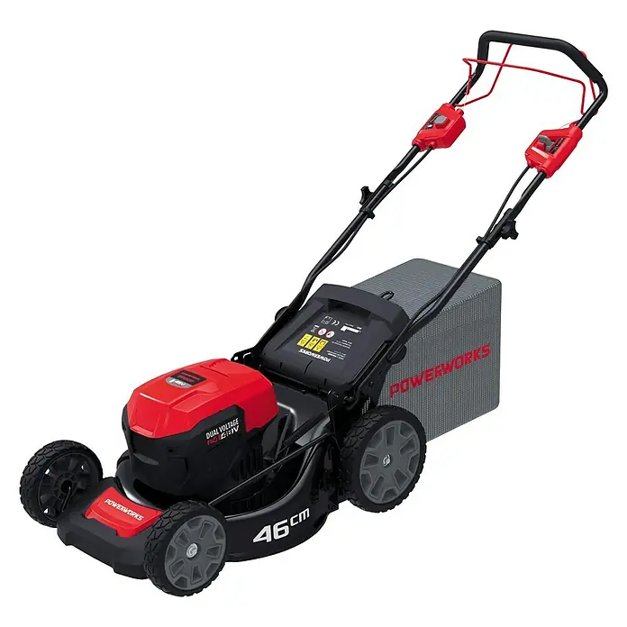 Powerworks Akumulatorska kosilica PD48LM46SPK4 - 48 V, Litij-ionska, 4 Ah, 1 baterija, Širina reza: 46 cm - Dijagonalni pogled