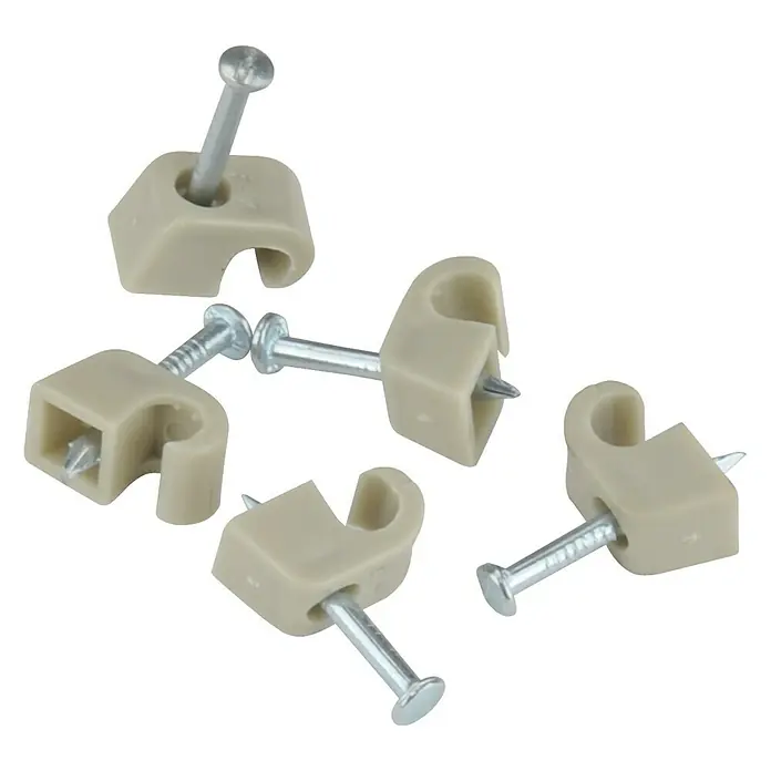 BAUHAUS Grapa para cable - 7 - 12 mm, 25 mm, 100 ud., Gris - Vista angular