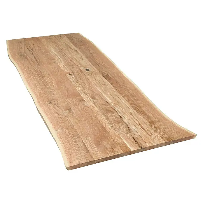 Tischplatte mit Waldkante - Eiche, 80 x 80 x 2,6 cm - Diagonale Ansicht