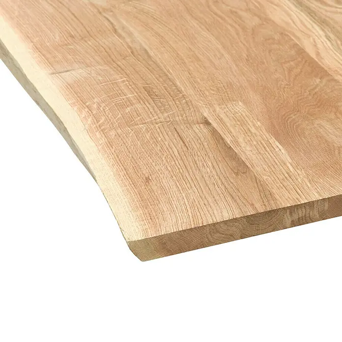Tischplatte mit Waldkante - Eiche, 80 x 80 x 2,6 cm - Detailaufnahme